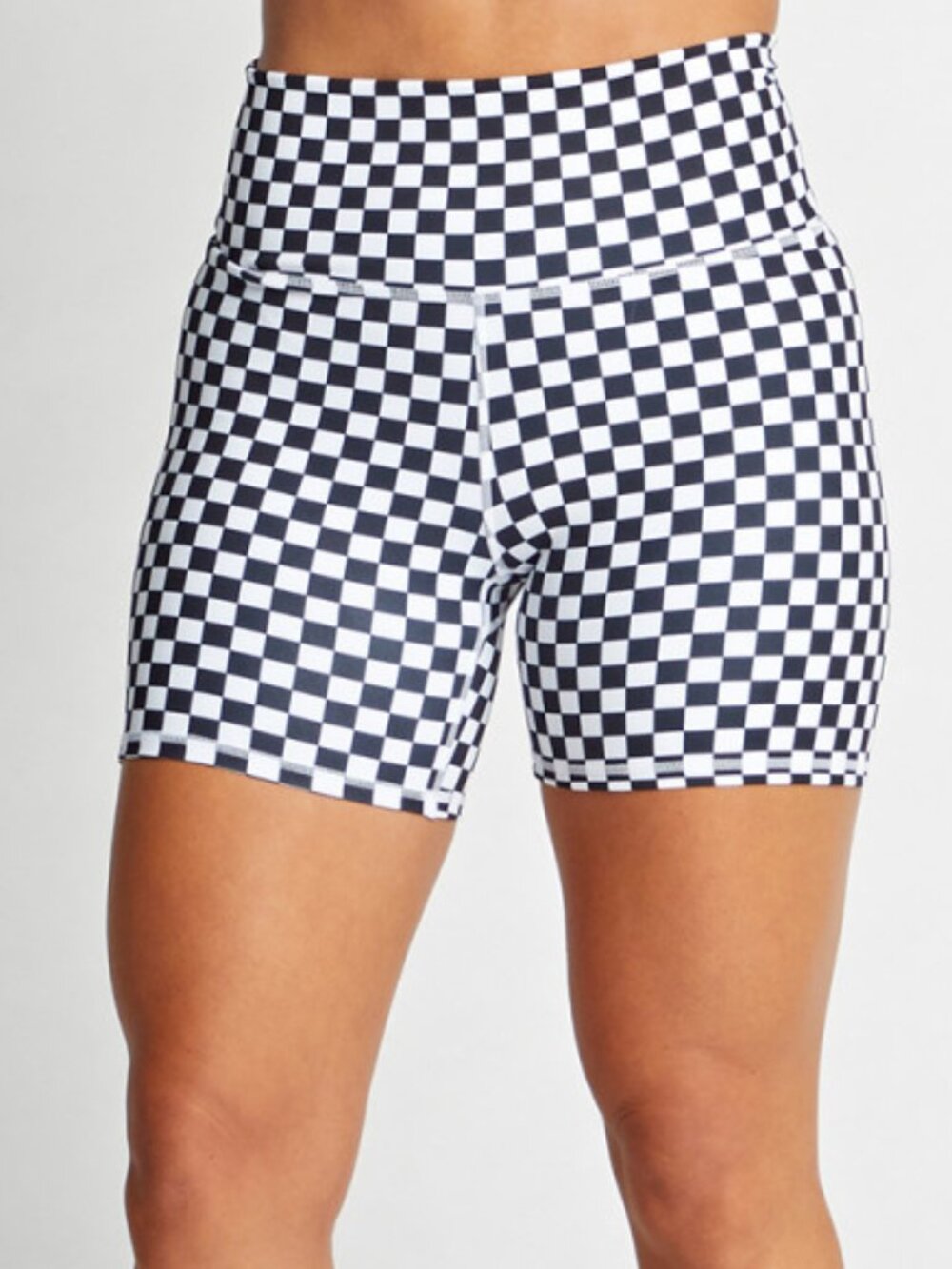 Terez Racing Check 5" Bike Shorts TLC XL black & white checkerboard high rise